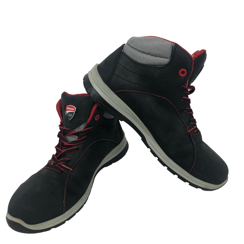 DUCATI Corse Assen S3 Steel Toe Safety Boots Sz 40/6.5 Red Black